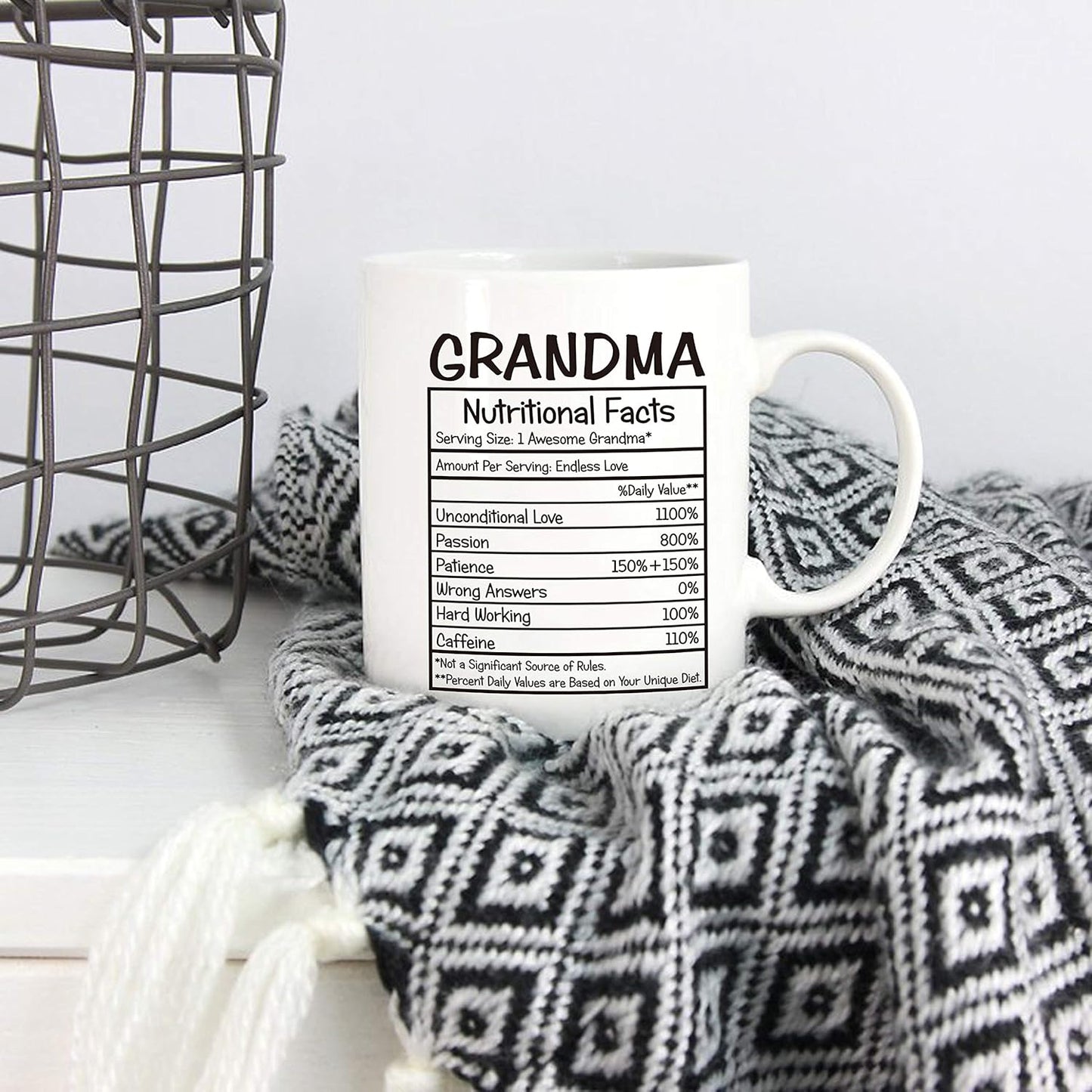 Grandma Nutritional Facts Coffee Mug Funny Gift for Grandma from Granddaughter Grandson, Mothers Day Birthday Christmas Gift for Grandma