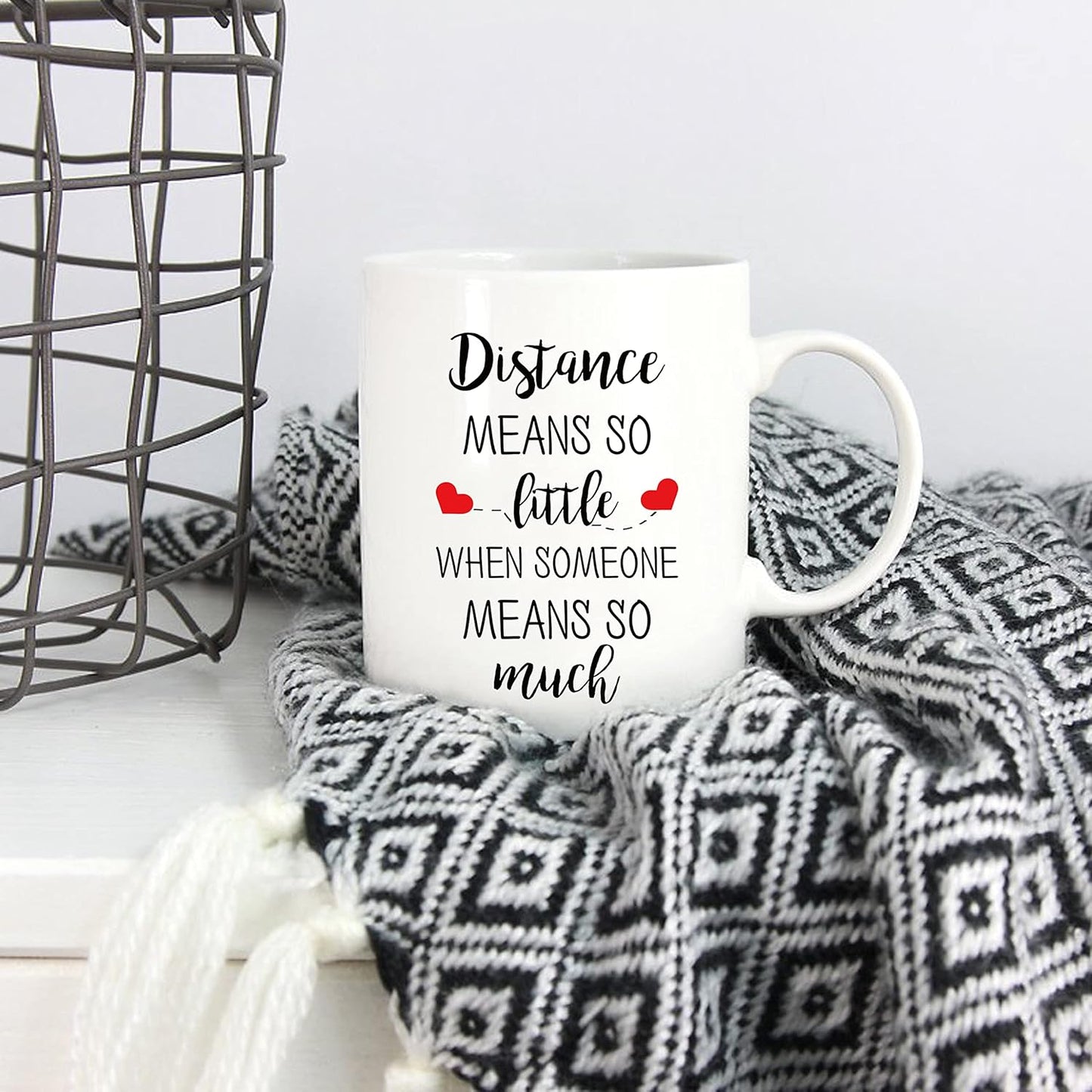 Distance Means So Little When Someone Means So Much Coffee Mug, Gift for Long Distance Couple Friend Family, Birthday Gift