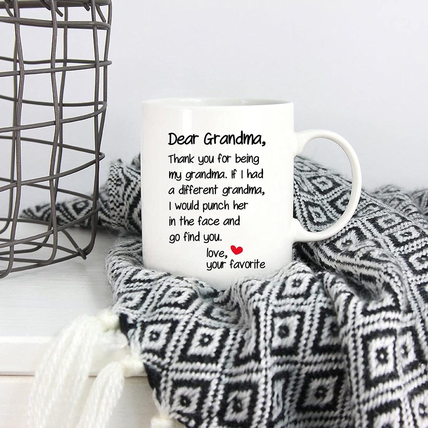 Dear Grandma Thanks for Being Funny Coffee Mug, Gift for Grandma from Grandson Granddaughter, Birthday Mother's Day Gift
