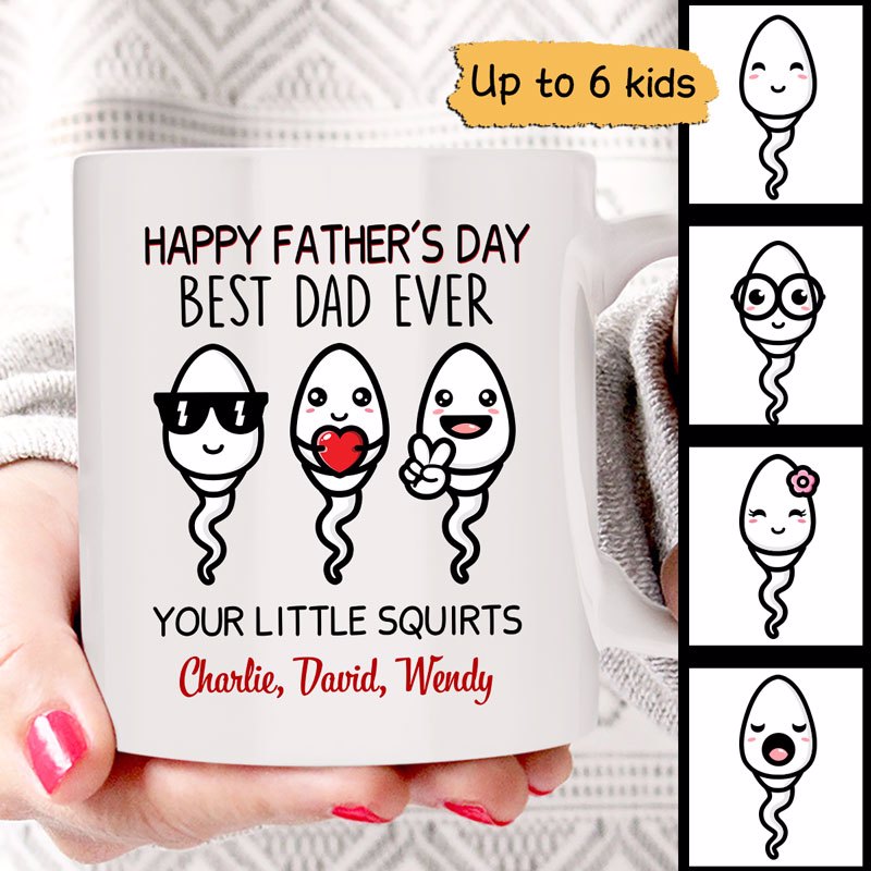 Good Morning Happy Father's Day From Little Squirt Funny Gift For Dad Personalized Mug