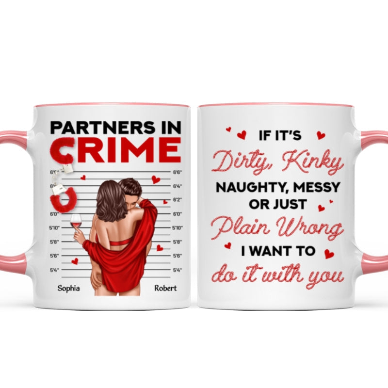 Couple Standing Kissing Partners In Crime Personalized Mug