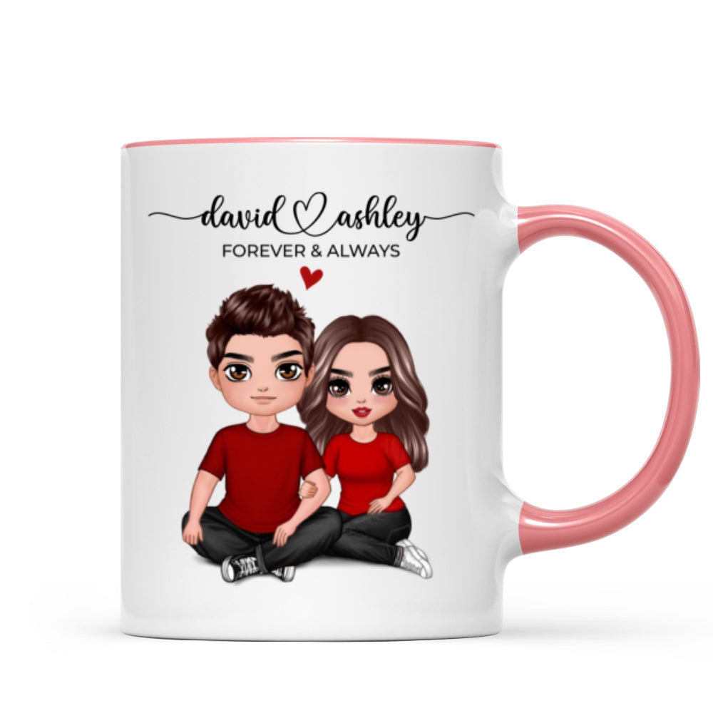 Embracing Couple Heart Names Personalized Mug