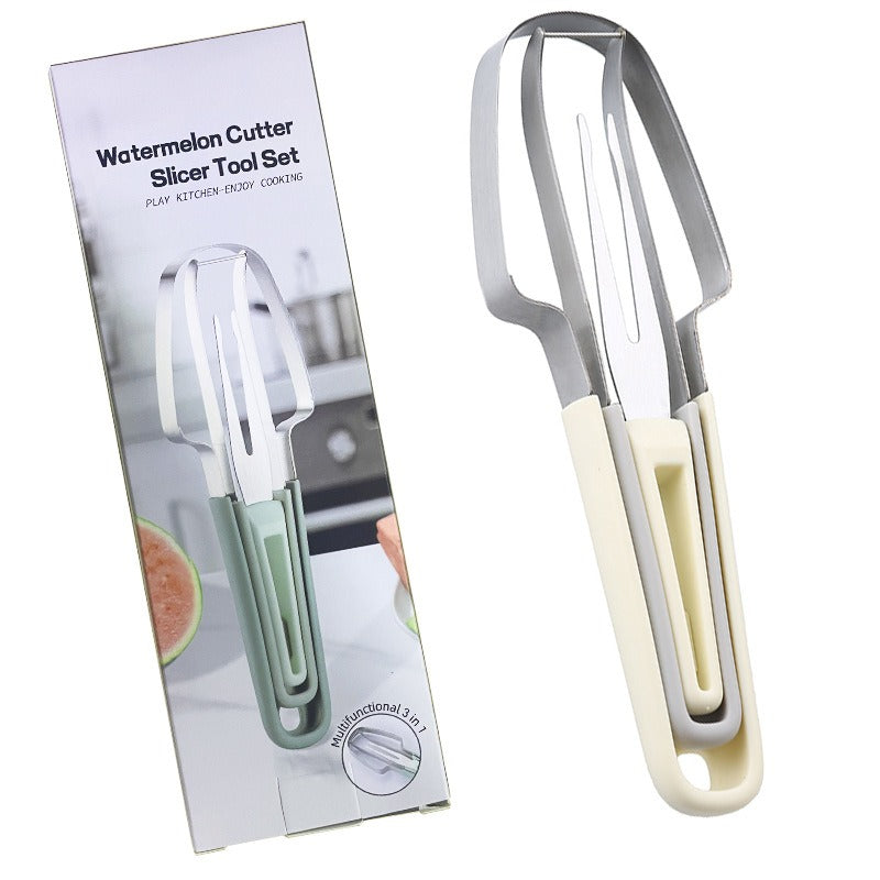 3-in-1 Stainless Steel Watermelon Cutter & Fork