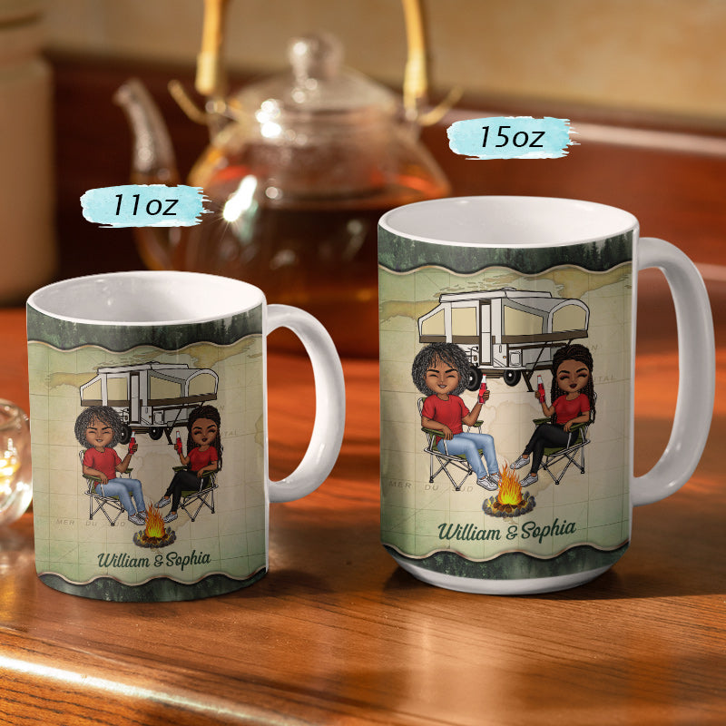 Camping Partners For Life Husband Wife Forest - Couple Gift - Personalized Custom White Edge-to-Edge Mug