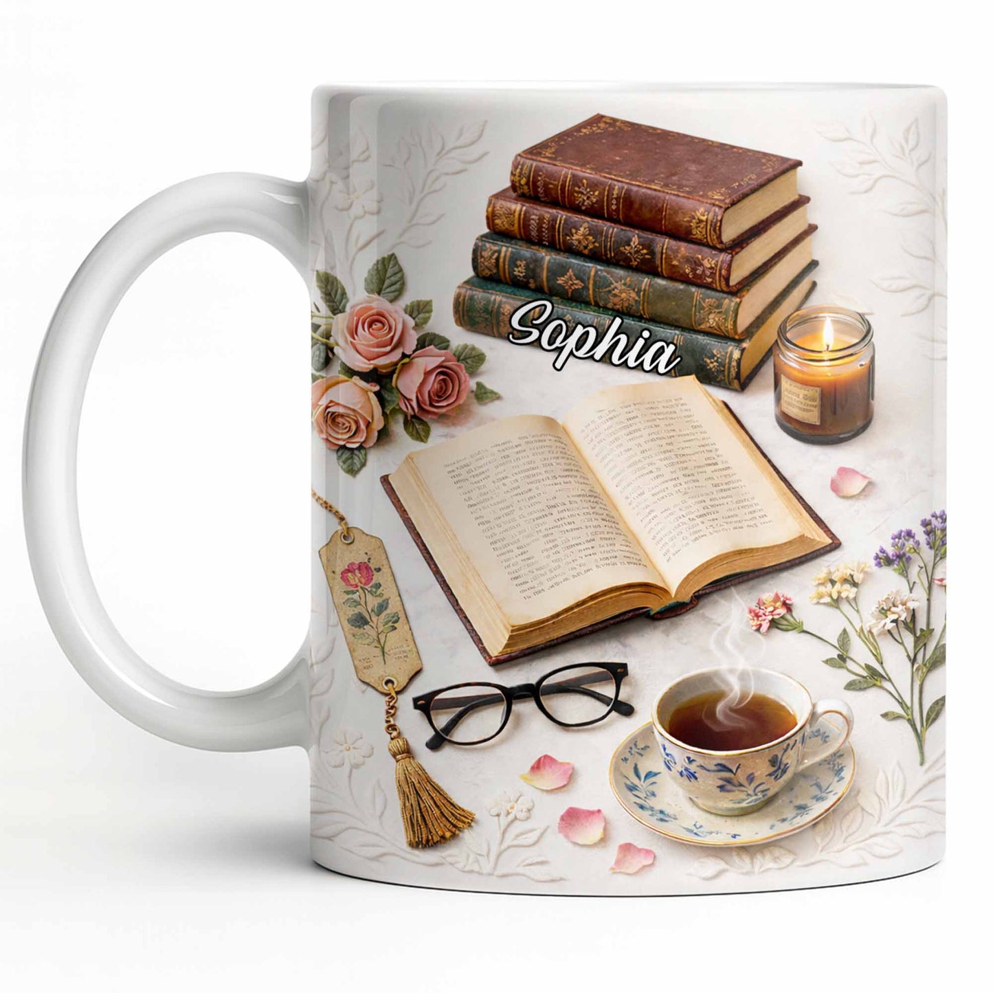 Celebrate The Love For Reading With Books And A Cozy Scene - Personalized Custom Coffee Mug - BLV081_MG