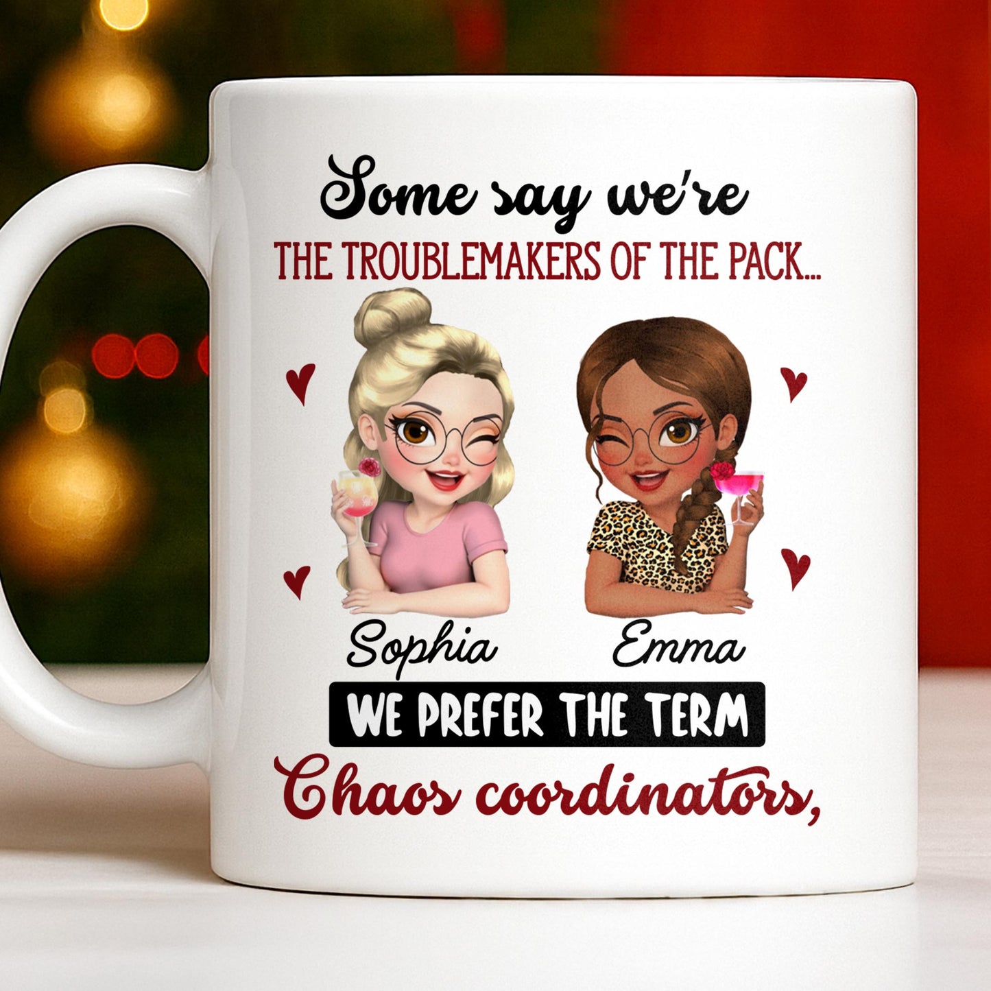 Chaos Coordinators, Cartoon Characters And Hearts - Personalized Custom Coffee Mug - BST494_MG