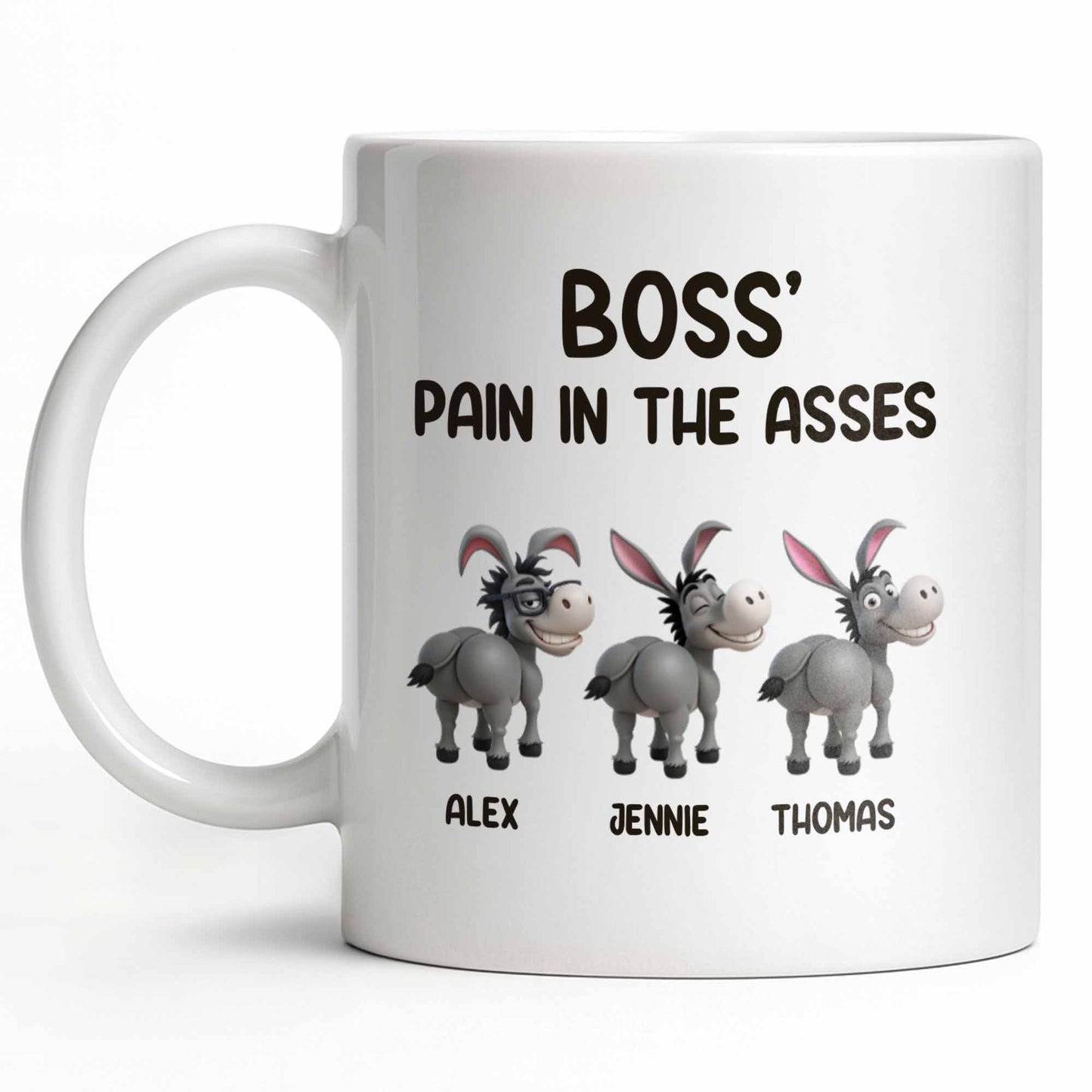 Boss' Pain In The Asses, Fun Donkey Design - Personalized Custom Coffee Mug - COL111_MG