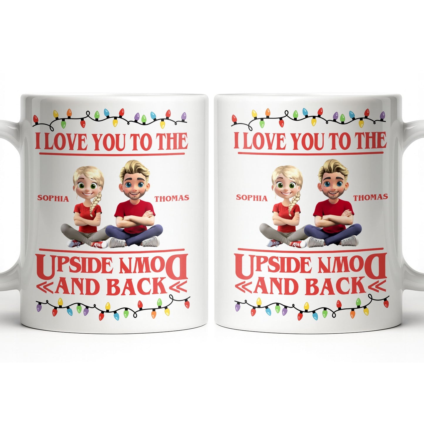 I Love You To The Moon And Back With Animated Characters - Personalized Custom Coffee Mug - CPL1032_MG