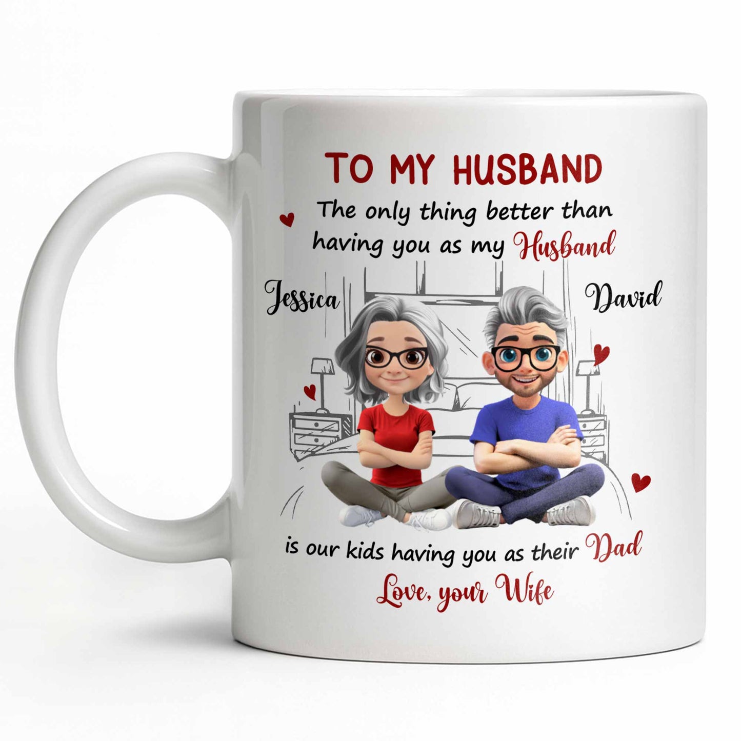 To My Husband, Love From Your Wife Featuring A Loving Couple - Personalized Custom Coffee Mug - CPL1040_MG