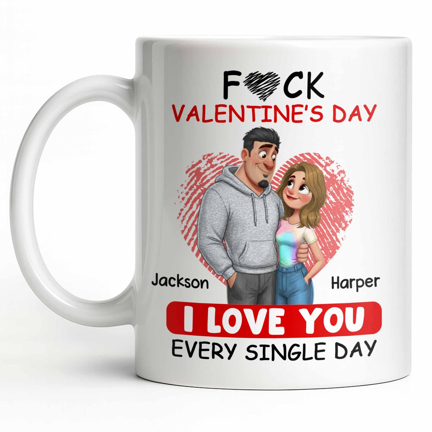 I Love You Every Single Day, Couple and Heart Design - Personalized Custom Coffee Mug - CPL1345_MG