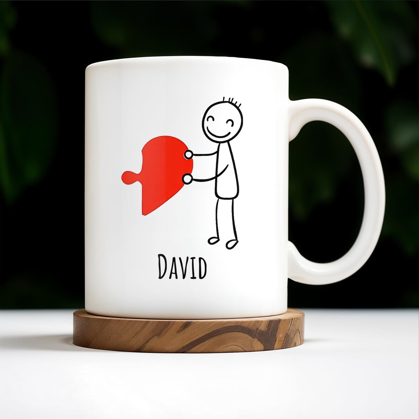 Connecting Hearts Puzzle Heart Design - Personalized Custom Coffee Mug - CPL148_MG