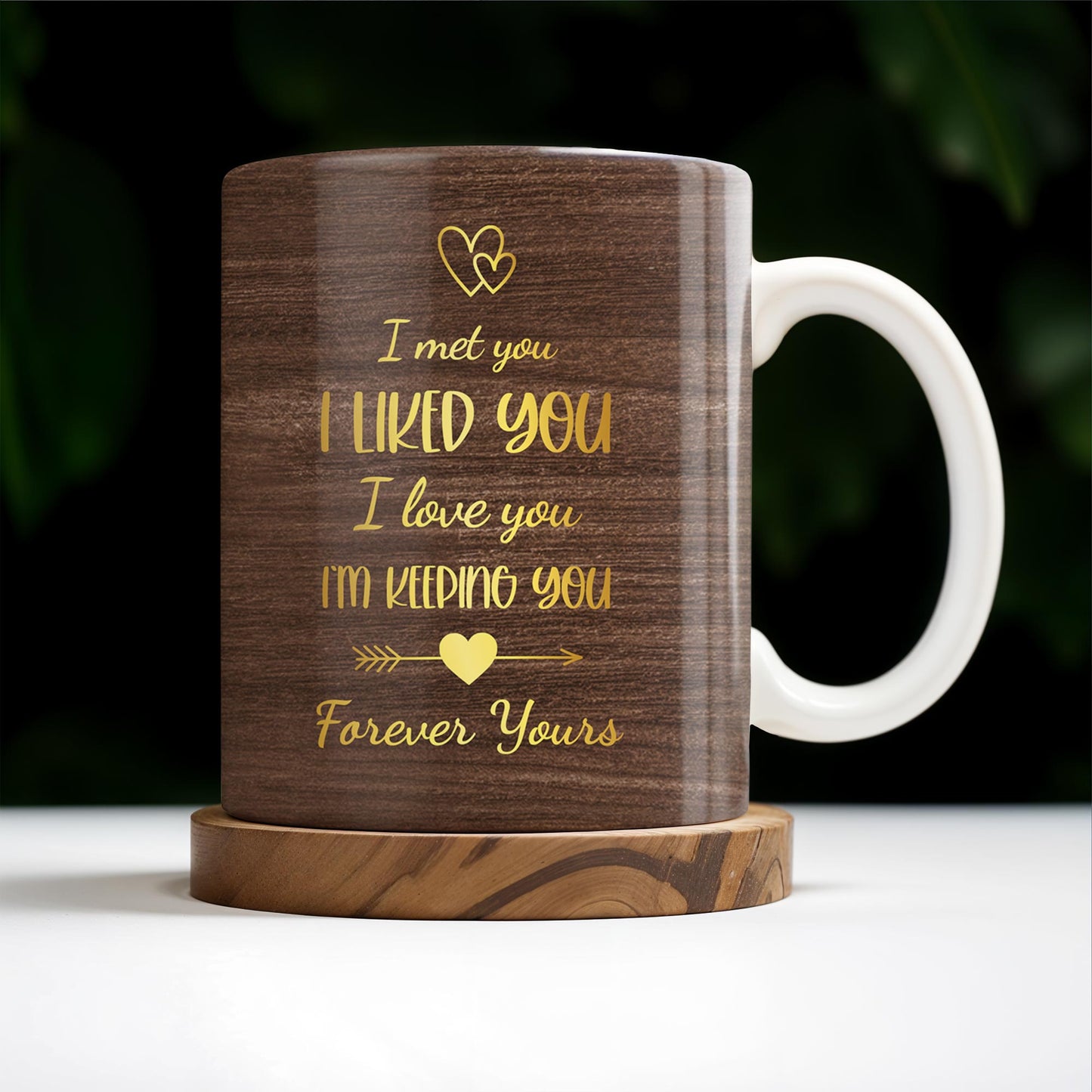 Forever Yours Romantic Heart Quote - Personalized Custom Coffee Mug - CPL152_MG