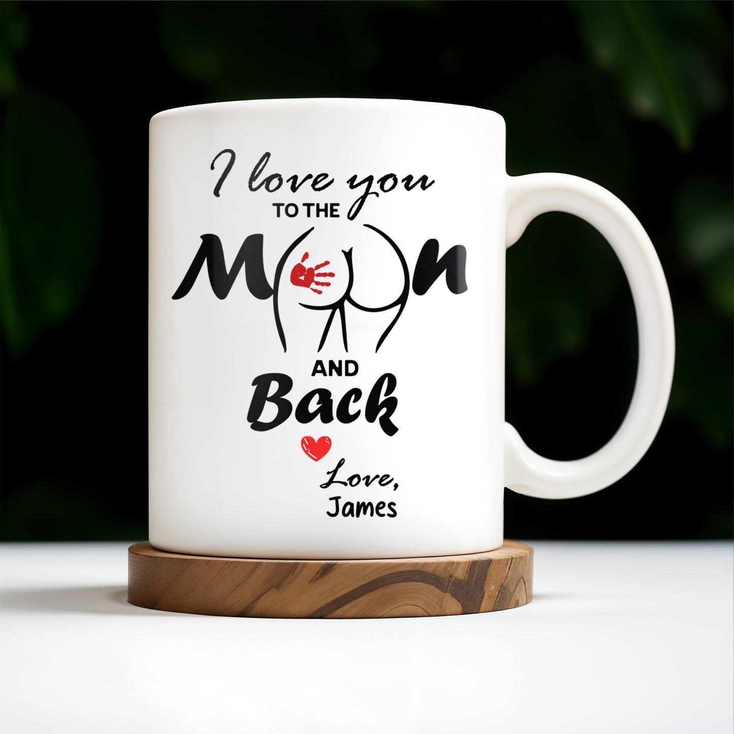 I Love You To The Moon And Back Mug With Moon And Hands Design - Personalized Custom Coffee Mug - CPL208_MG