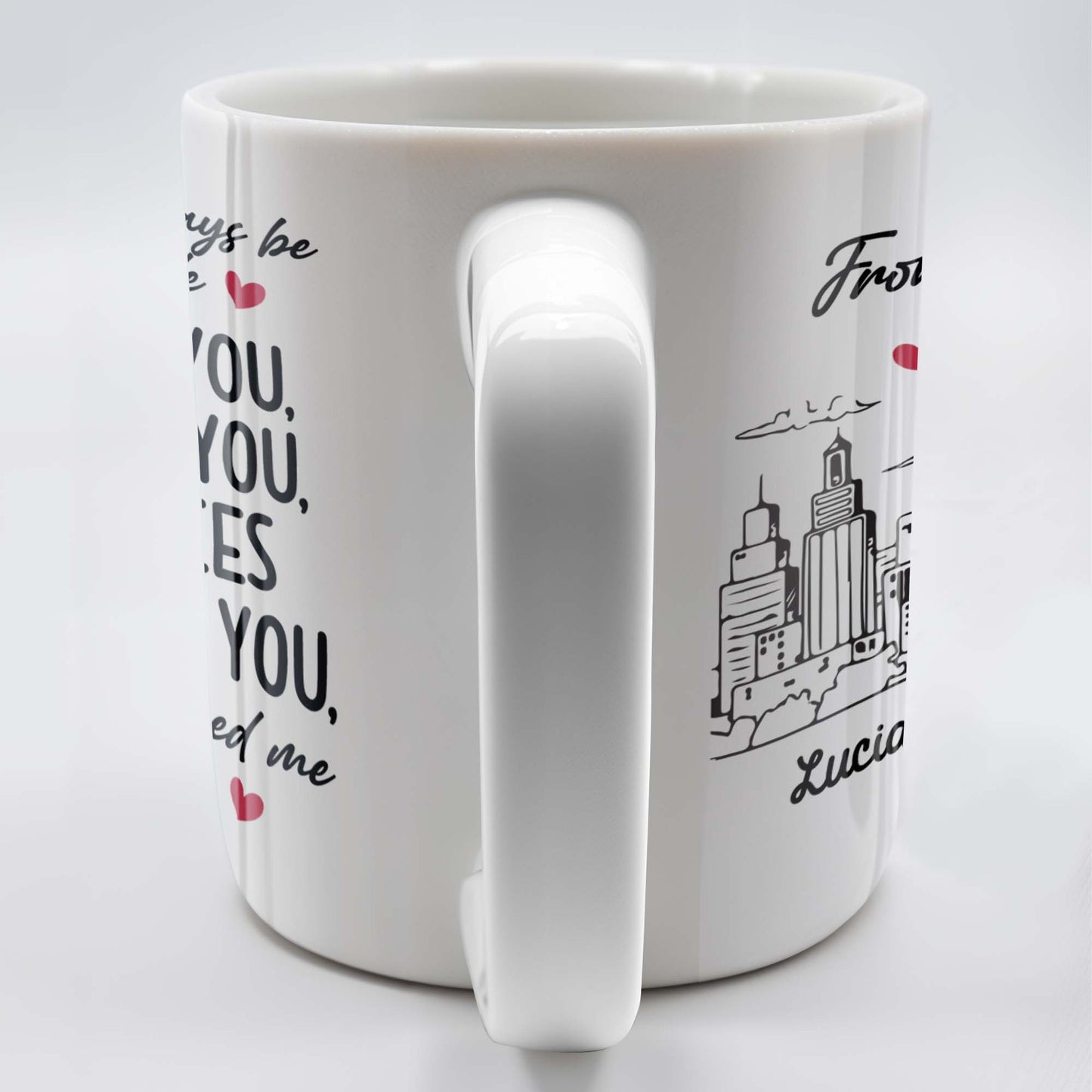 Romantic Commitment Message With Couple And Cityscape - Personalized Custom Coffee Mug - CPL293_MG