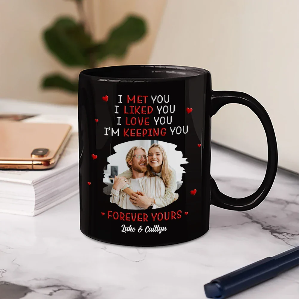 Custom Photo I Met You Liked You Love You Forever - Personalized Mug