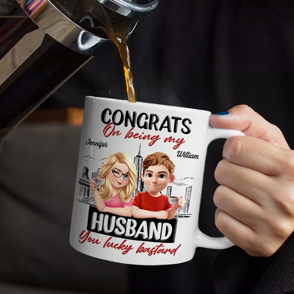 Congrats On Being My Husband Wife 3D Effect Couple - Personalized Mug