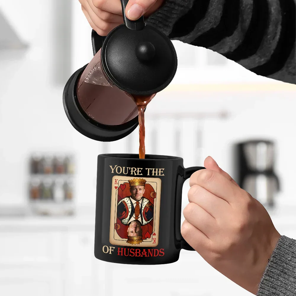 Custom Photo King Of Dads - Personalized Black Mug