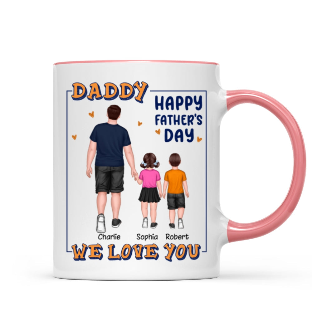 Dad Daughter Son Walking Back View Personalized Mug