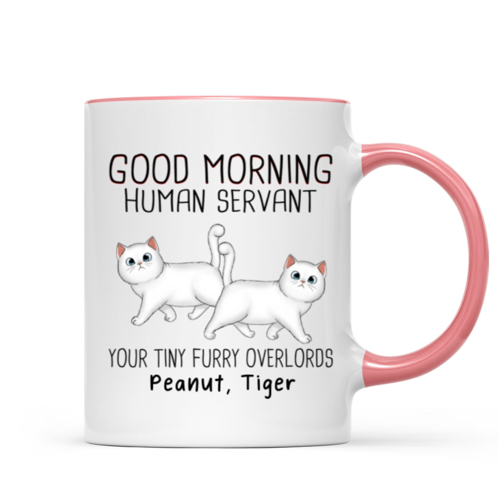 Walking Fluffy Cats Good Morning Cat Human Servant Personalized Mug