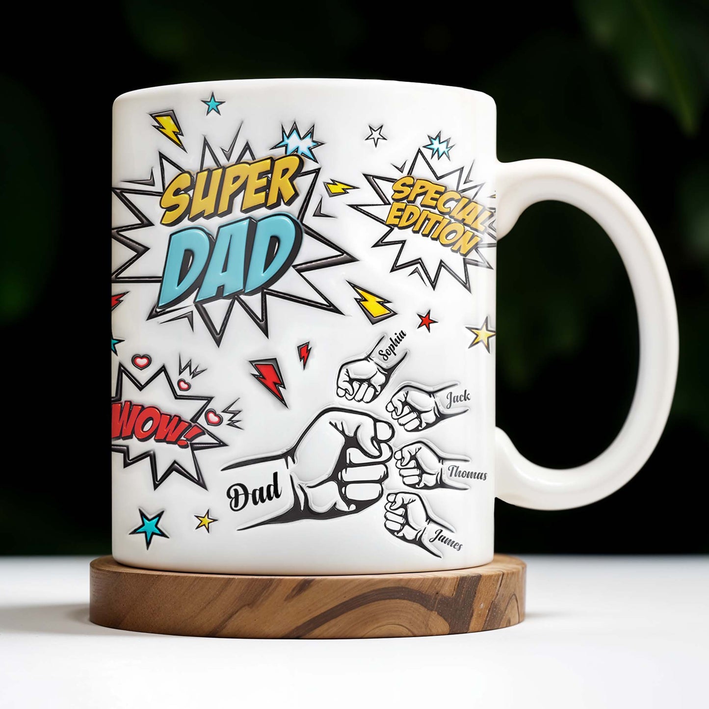 Super Dad Special Edition Comic Style and Stars - Personalized Custom Coffee Mug - DAD055_MG