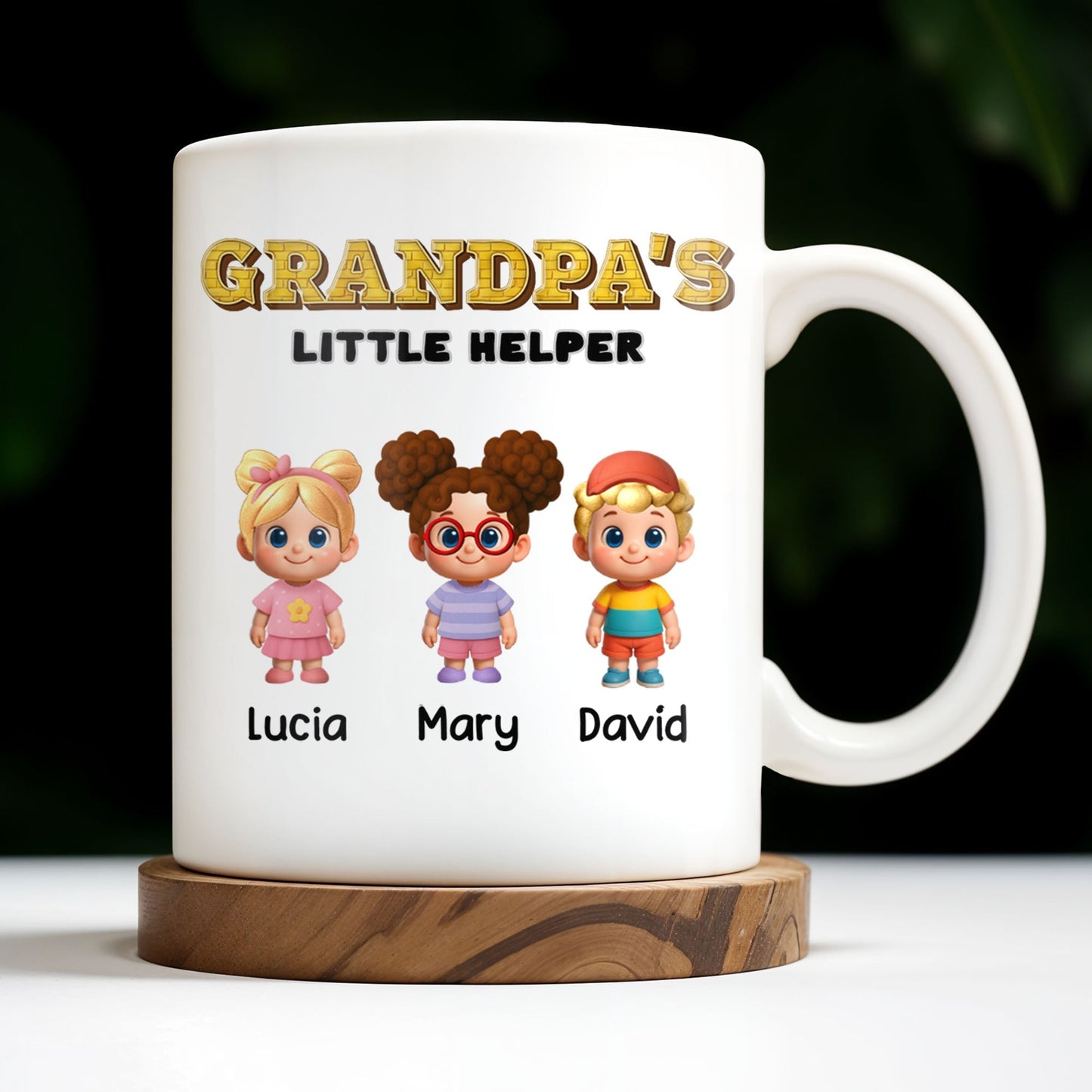 Grandpa's Little Helper, Cartoon Children - Personalized Custom Coffee Mug - DAD131_MG