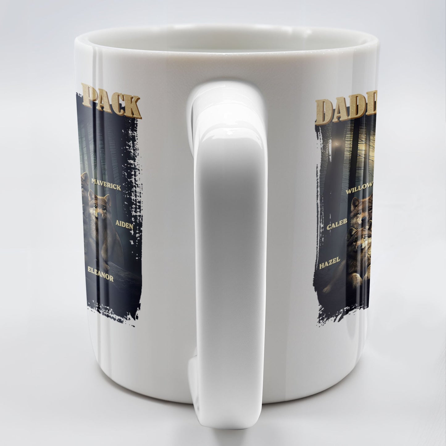 Daddy's Wolf Pack Featuring Wolves In Forest - Personalized Custom Coffee Mug - DAD208_MG