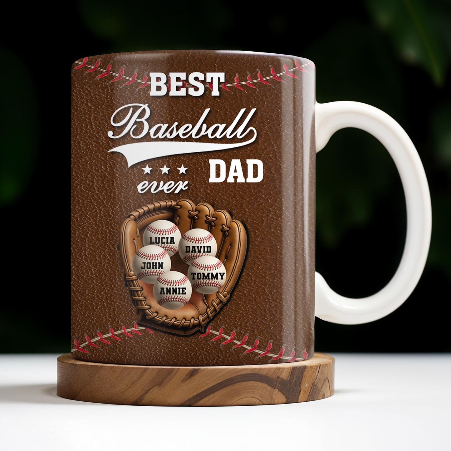 Best Baseball Dad Ever, Baseball and Glove - Personalized Custom Coffee Mug - DAD215_MG