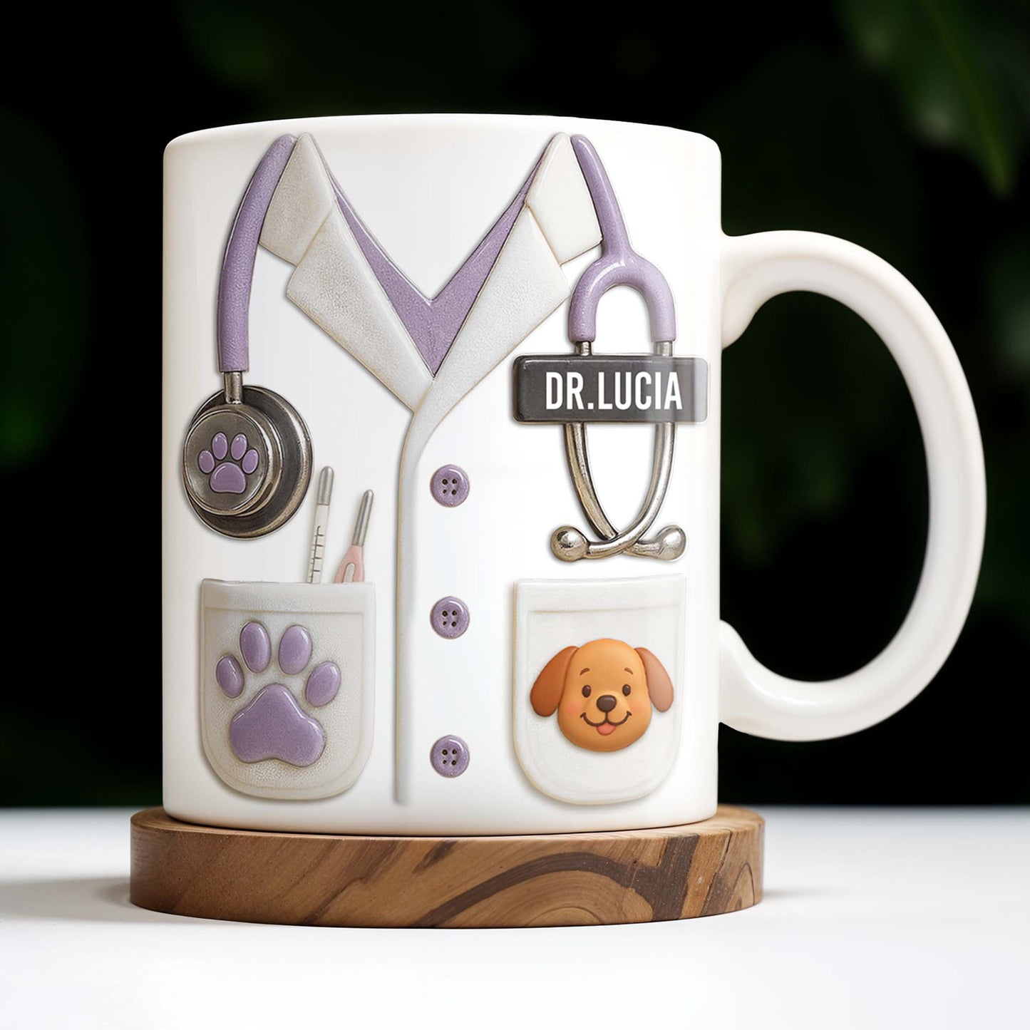 Custom Medical Professional Design With Stethoscope And Dog - Personalized Custom Coffee Mug - DOC040_MG