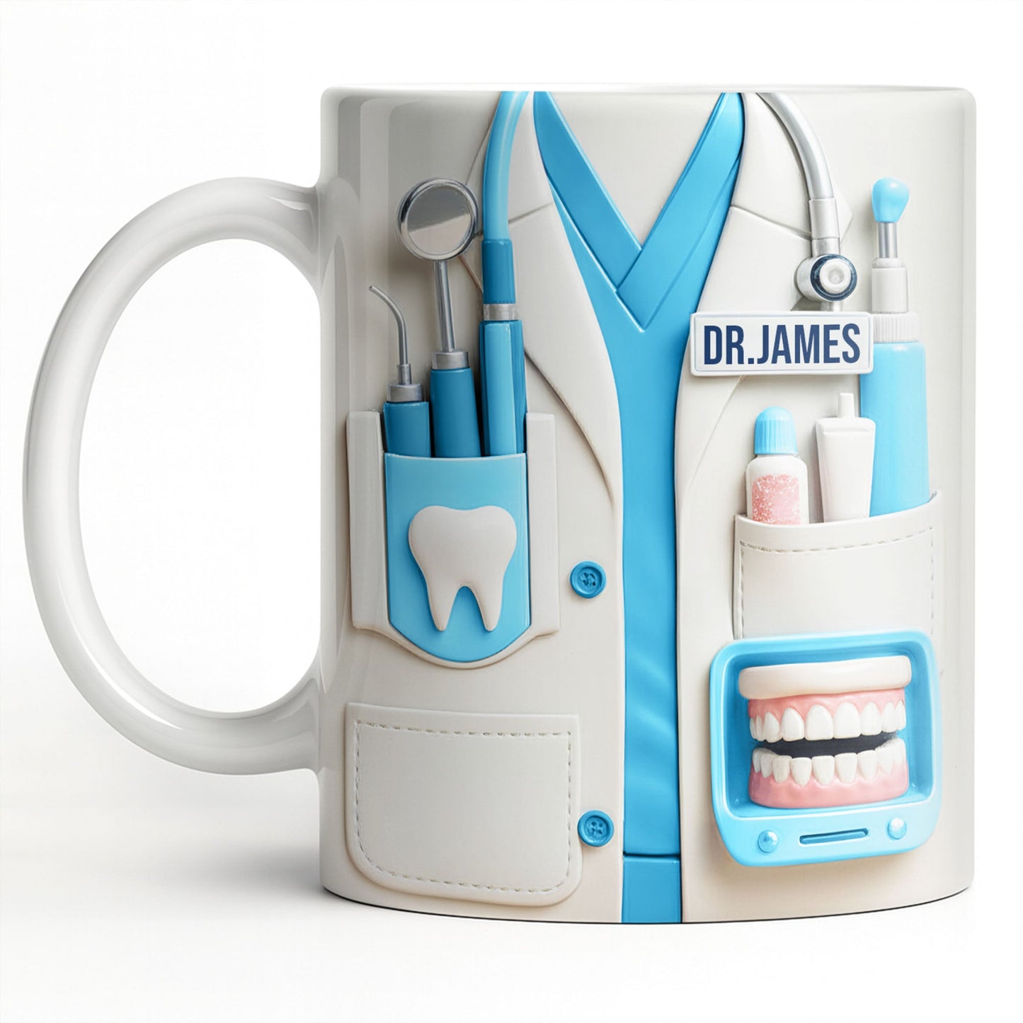 Customize With Name and Title, Dental Tools Design - Personalized Custom Coffee Mug - DOC080_MG