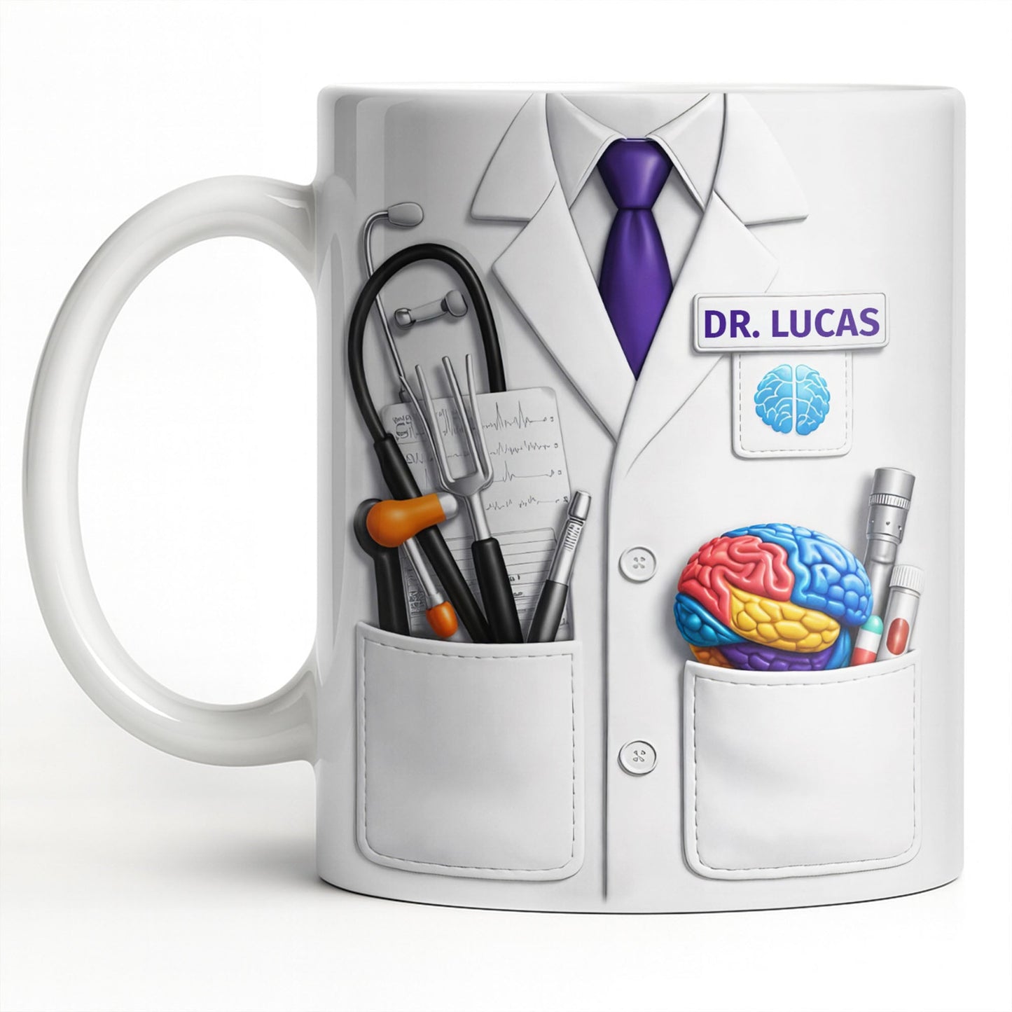 Celebrate Your Favorite Doctor With Stethoscope And Brain Model Mug - Personalized Custom Coffee Mug - DOC083_MG