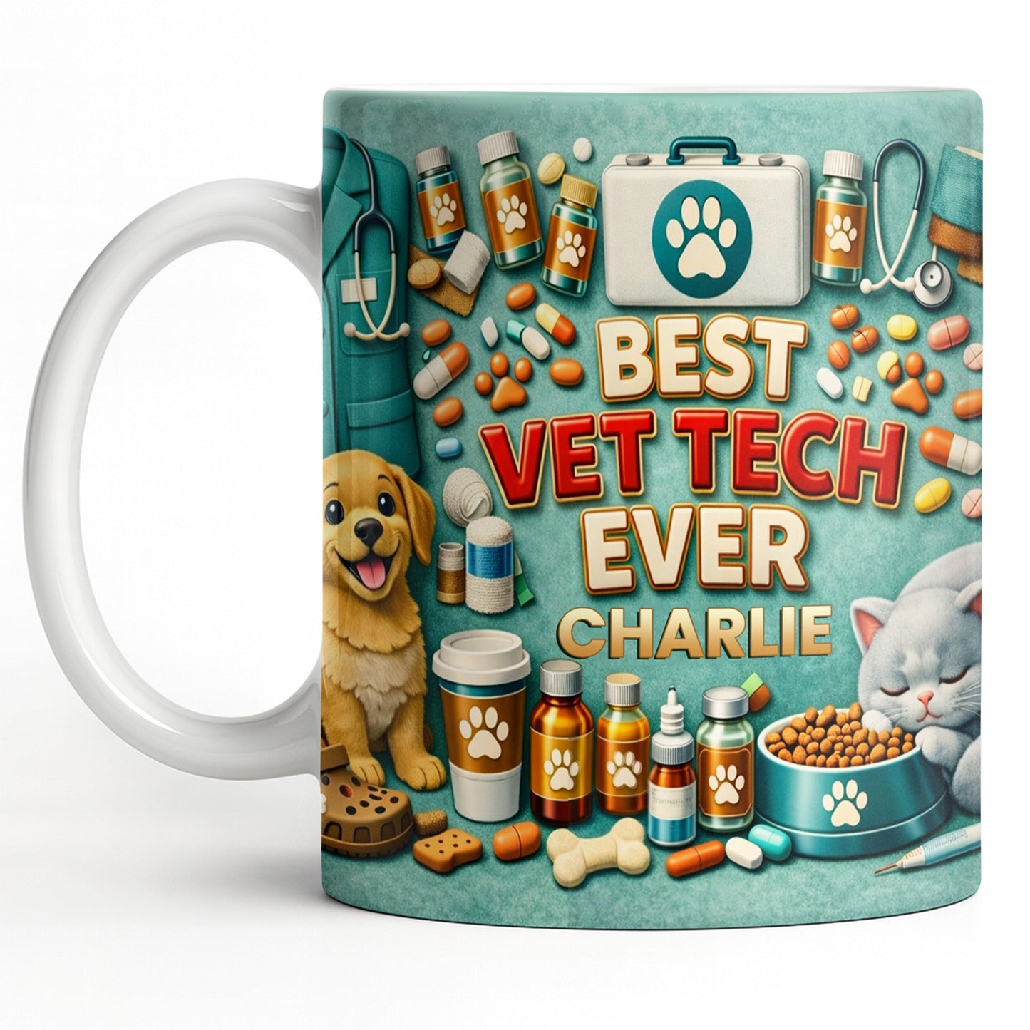 Best Vet Tech Ever, Dog Cat Love - Personalized Custom Coffee Mug - DOC093_MG