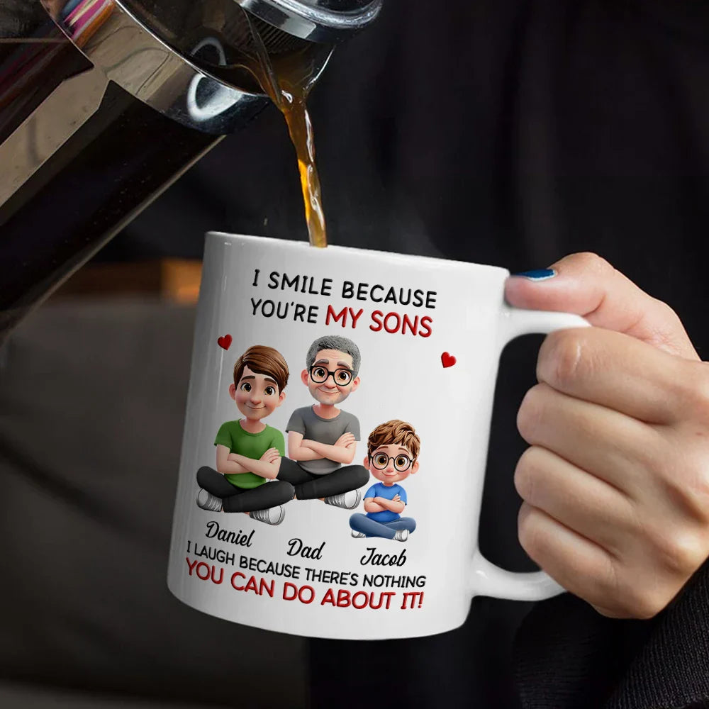 Dad Grandpa I Smile Because You Are My Daughters Sons Grandkids - Personalized Mug
