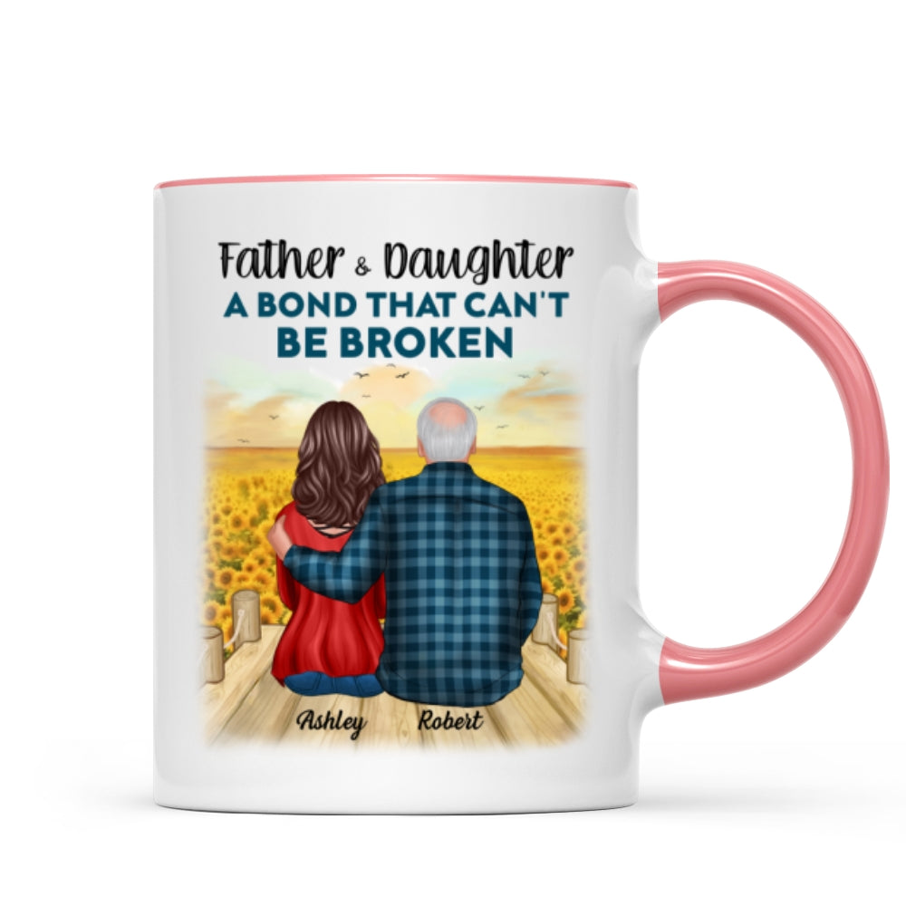 Father And Son Daughter, A Bond That Can't Be Broken Personalized Mug, Father's Day Gift For Dad, For Husband, For Him