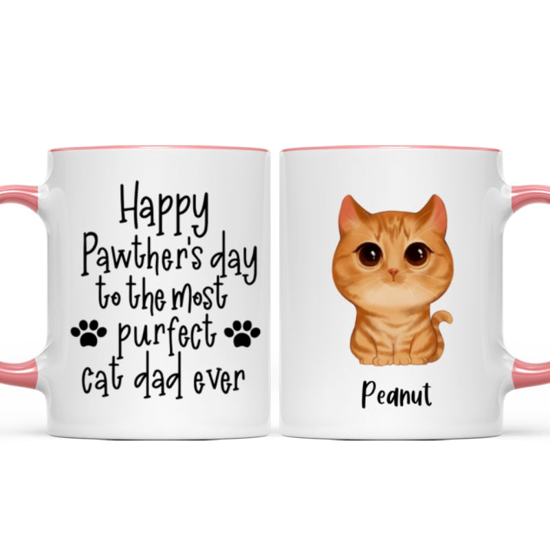 Watercolor Cute Cats Happy Pawther's Day Most Purfect Cat Dad Father's Day Gift Personalized Mug