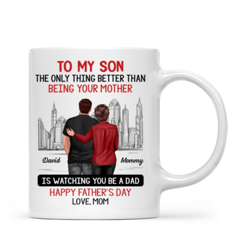 Skyline To My Son From Mom Happy Father's Day Personalized Mug