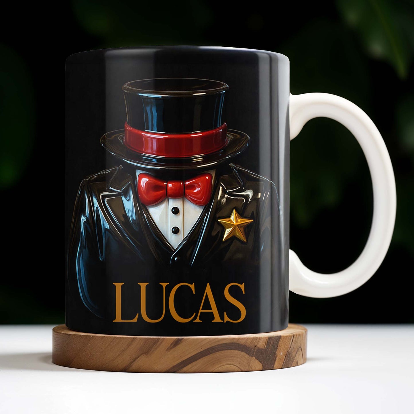 Elegant Black Tuxedo Mug Design For Magicians, Top Hat And Bow Tie - Personalized Custom Coffee Mug - FAM342_MG