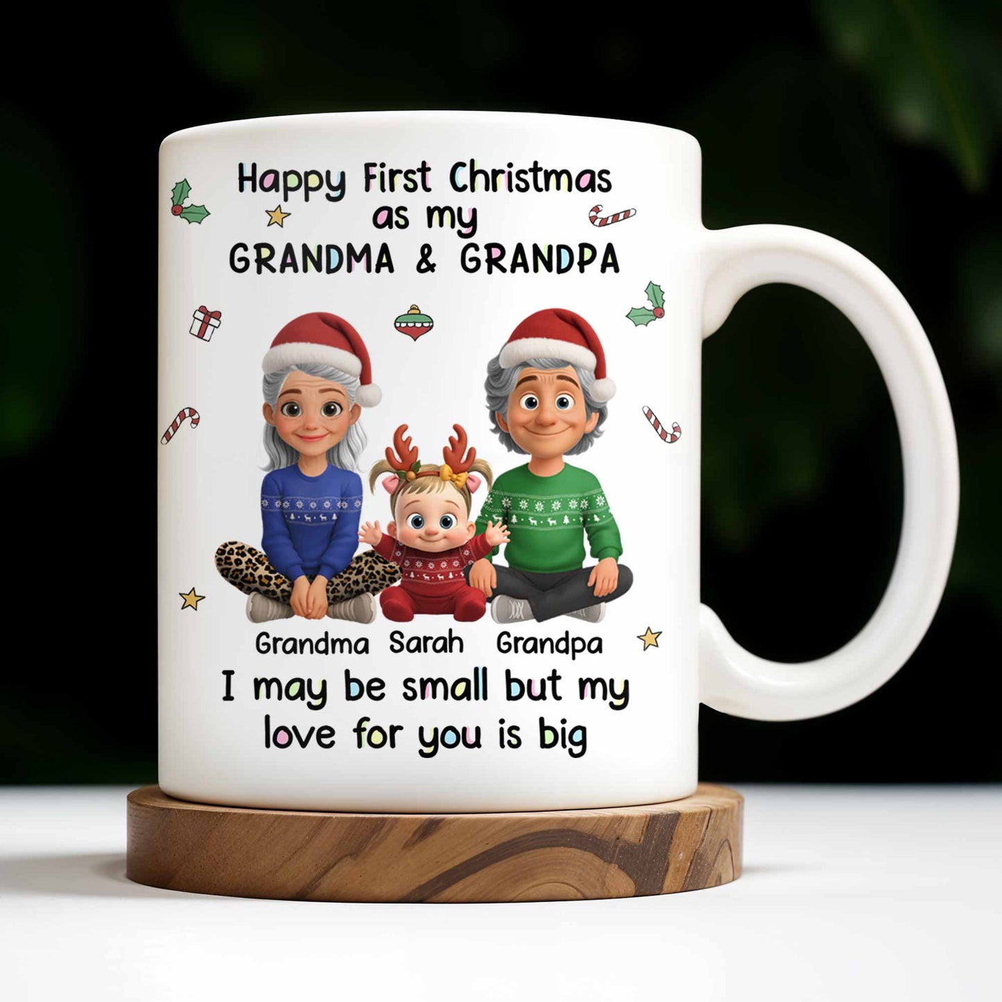 Happy First Christmas As My Grandma & Grandpa Mug - Personalized Custom Coffee Mug - FAM772_MG
