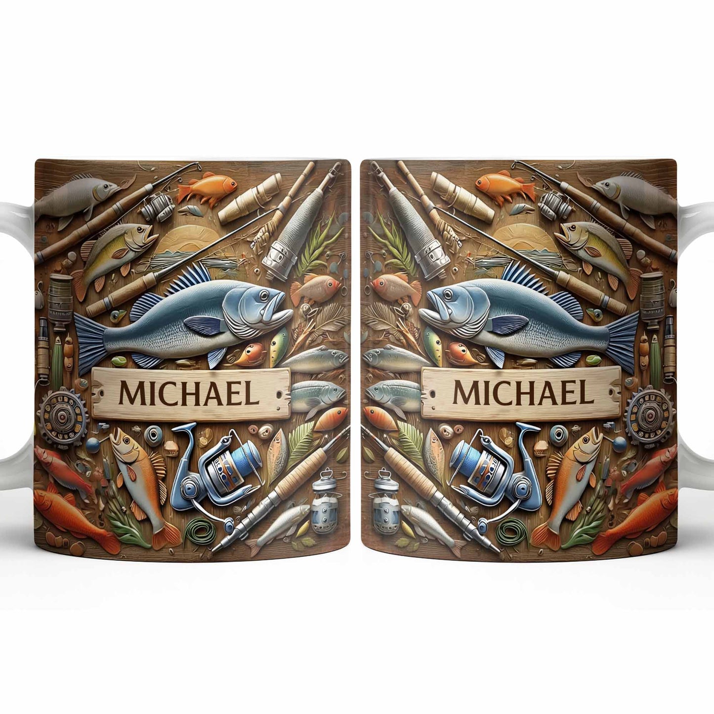 Personalized Mug For Fishing Enthusiasts - Personalized Custom Coffee Mug - FISH019_MG