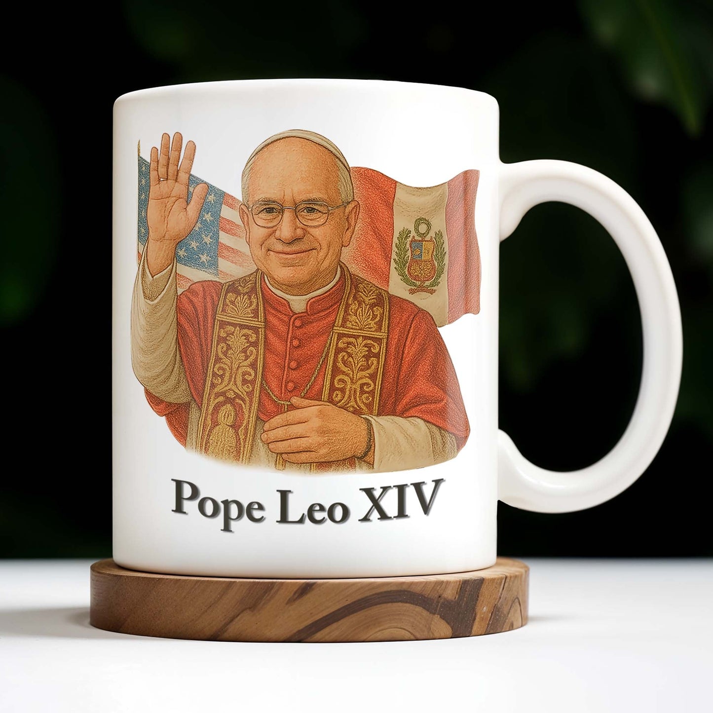 Pope Leo XIV, Flags - Personalized Custom Coffee Mug - FTH086_MG