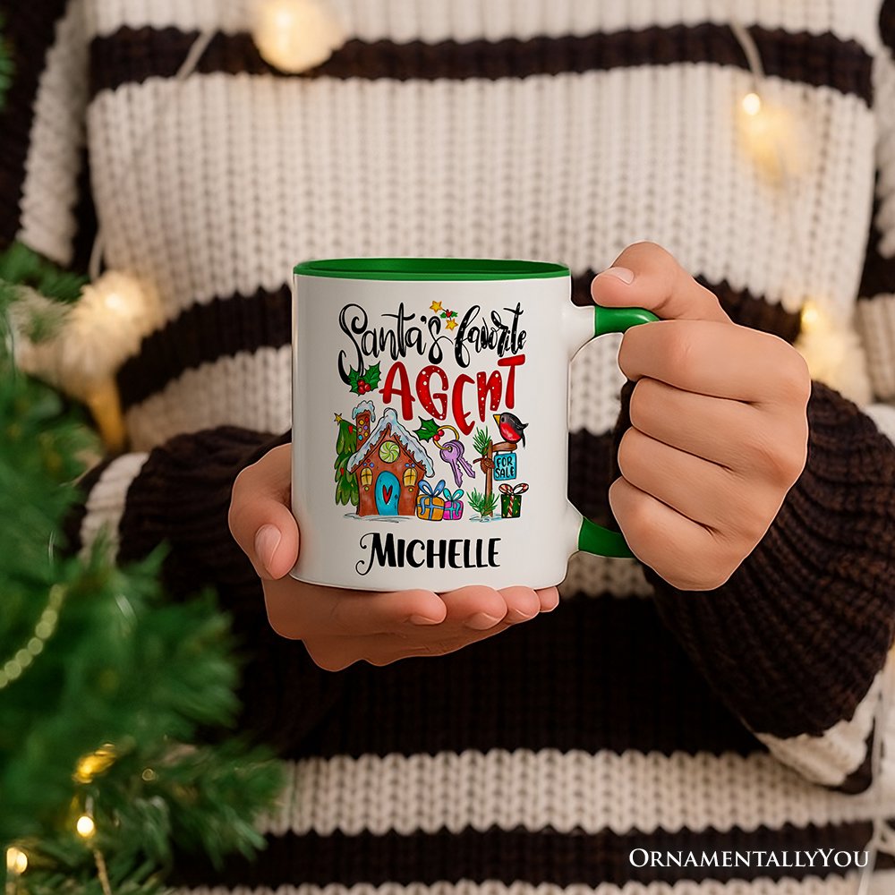 Santa's Favorite Real Estate Agent Personalized Mug, Appreciation Gift for Realtor and Sales Closing with Custom Name