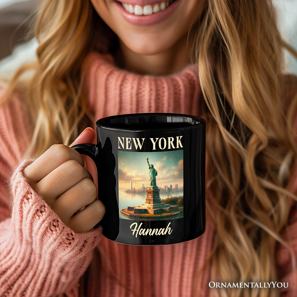 Iconic New York State Statue of Liberty Personalized Mug, Patriotic American Landmark Gift and Heritage Souvenir with Custom Name