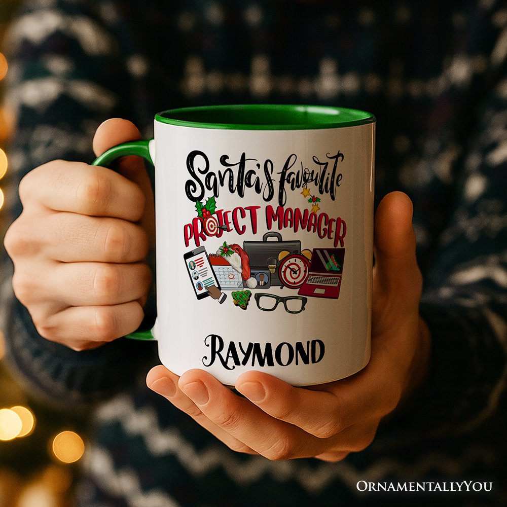 Santa's Favorite Project Manager Personalized Mug, Business Team Coordinator Gift with Custom Name