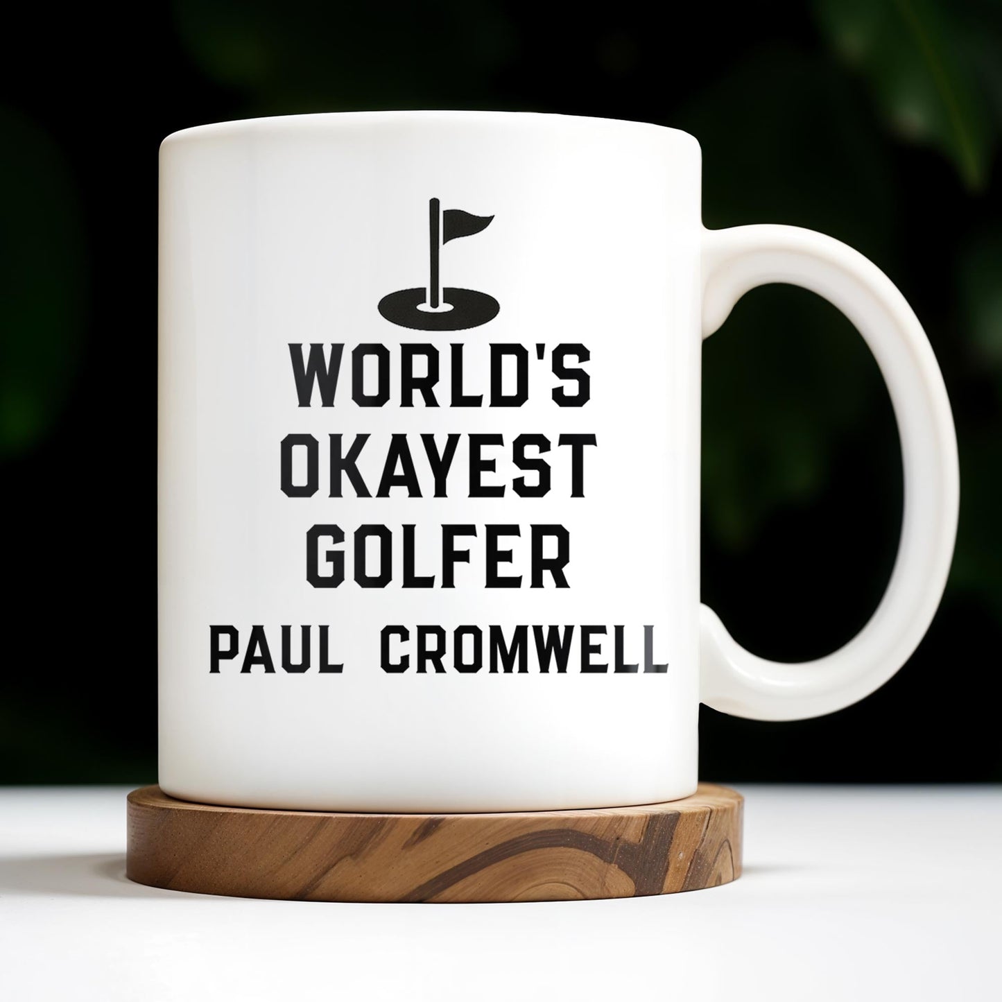World's Okayest Golfer, Golf Flag and Distressed American Flag - Personalized Custom Coffee Mug - GOLF002_MG