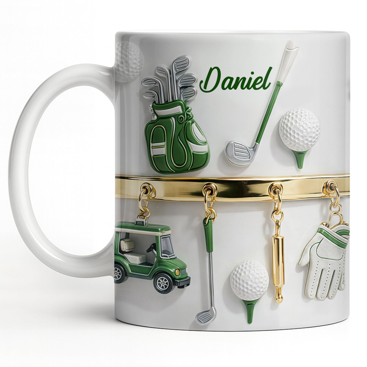 Customized Name, Golf Bag, Clubs, Balls, And Cart - Personalized Custom Coffee Mug - GOLF015_MG