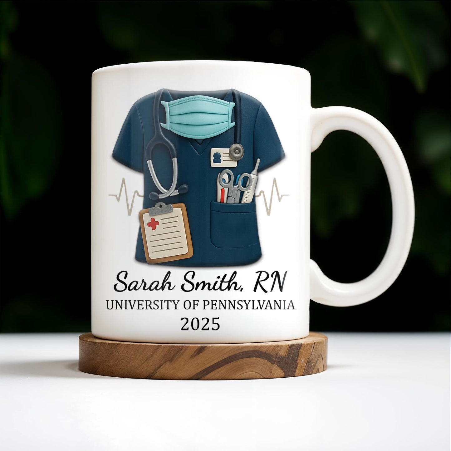 Never Forget The Difference That You Make, Heartbeat And Medical Scrubs - Personalized Custom Coffee Mug - GRAD271_MG