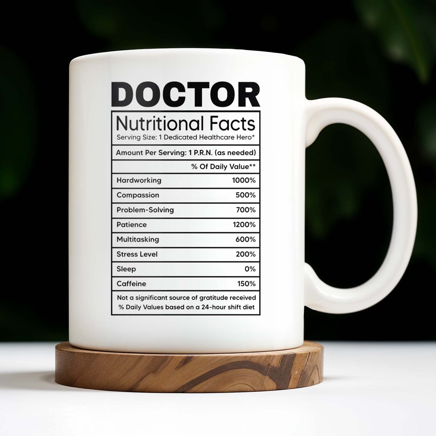 DOCTOR Nutritional Facts, Dedicated Healthcare Hero, Nutritional Label - Personalized Custom Coffee Mug - GRAD279_MG