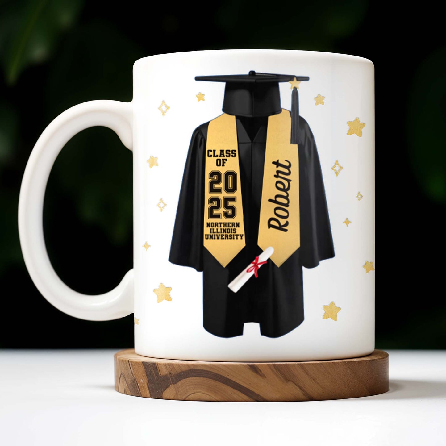 To My Son, Always Remember You Are Braver, Graduation Robe and Stars - Personalized Custom Coffee Mug - GRAD318_MG