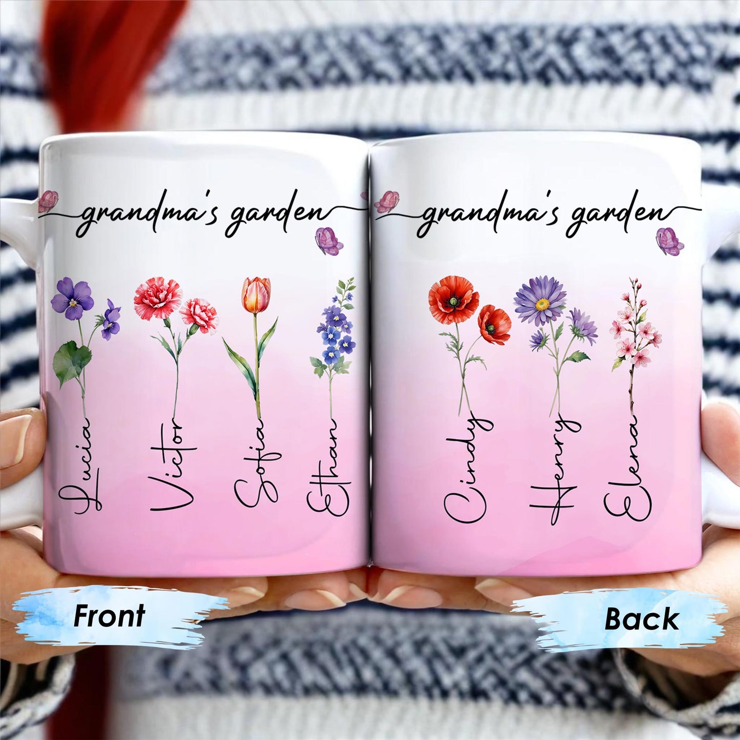 Grandma's Garden Personalized Colorful Flowers Mug - Personalized Custom Coffee Mug - GRM036_MG