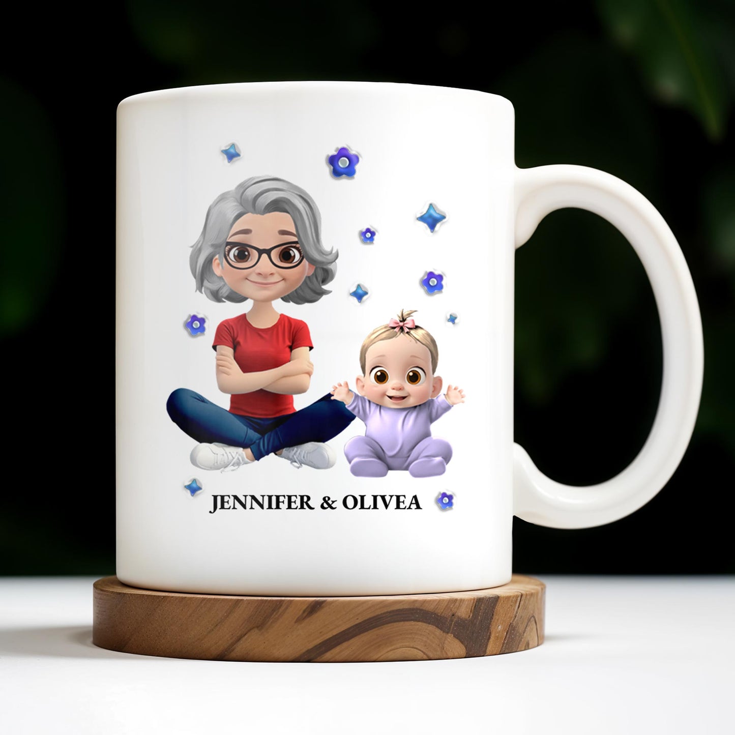 5 Things You Should Know About My Grandma, Cartoon Grandma And Baby - Personalized Custom Coffee Mug - GRM068_MG