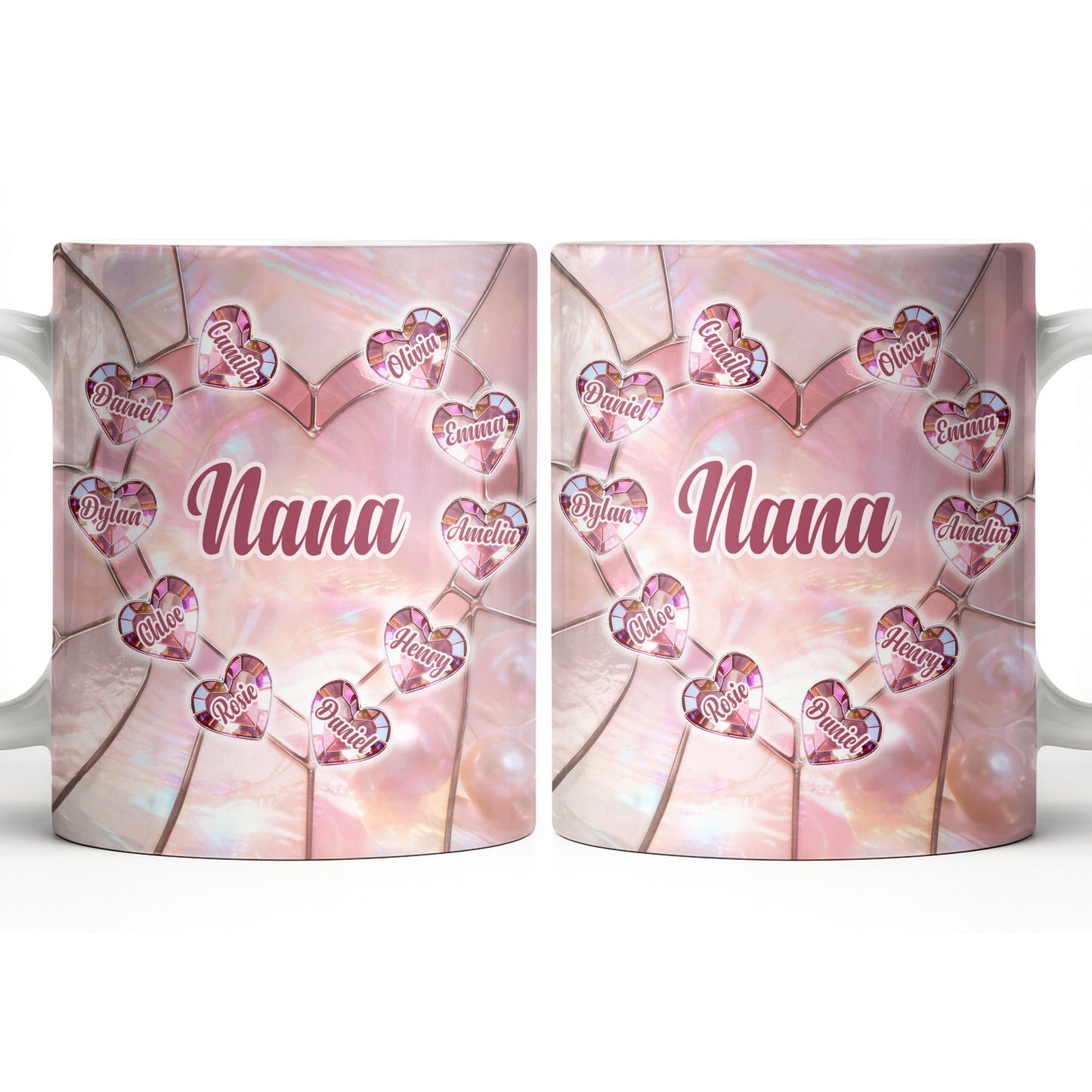 Nana, Heart Stained Glass - Personalized Custom Coffee Mug - GRM112_MG
